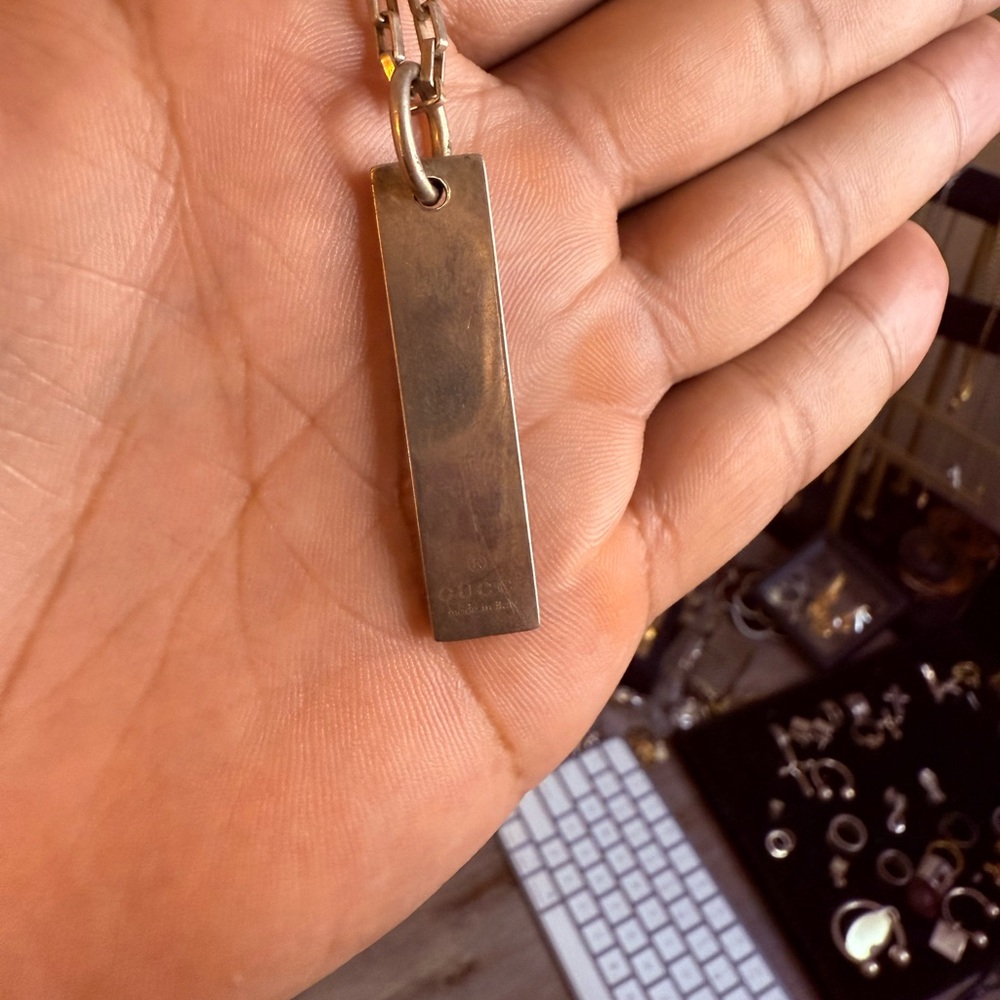 Gucci Silver Rectangular Pendant - image 4